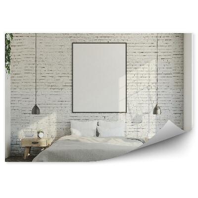 Fototapeta na zeď Ložnice s bílou cihlovou zdí