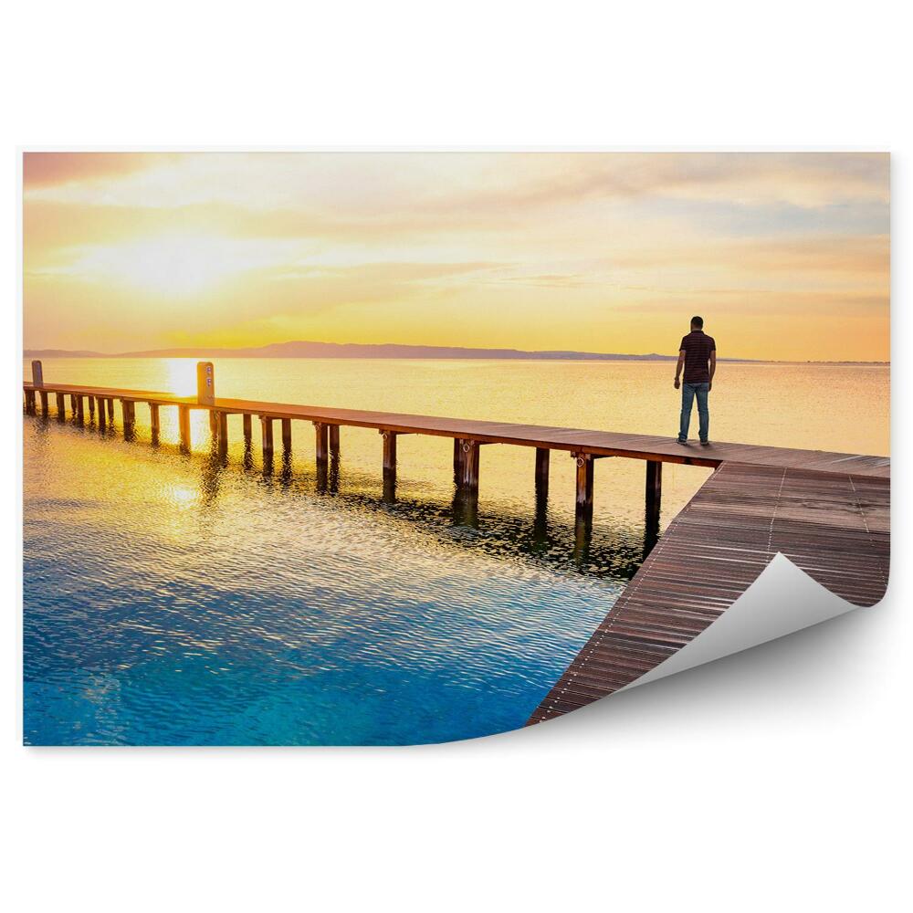 Samolepící fototapeta Stavba mola moře nebe mraky