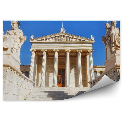 Fototapeta na zeď Řecko Socha Sokratovy akademie s vlajkou