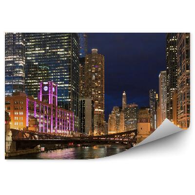 Fototapeta na zeď Mrakodrapy oceán stromy obloha mraky motorový člun