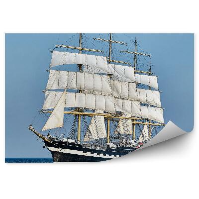 Fototapeta na zeď Dlouhé lodní plachty pohled na břeh modrá obloha