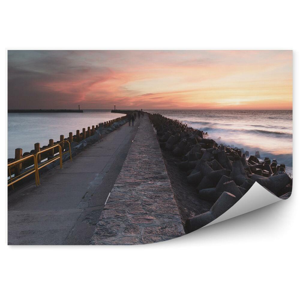 Fototapeta na zeď Moře vlnolam cesta s zatažené obloze