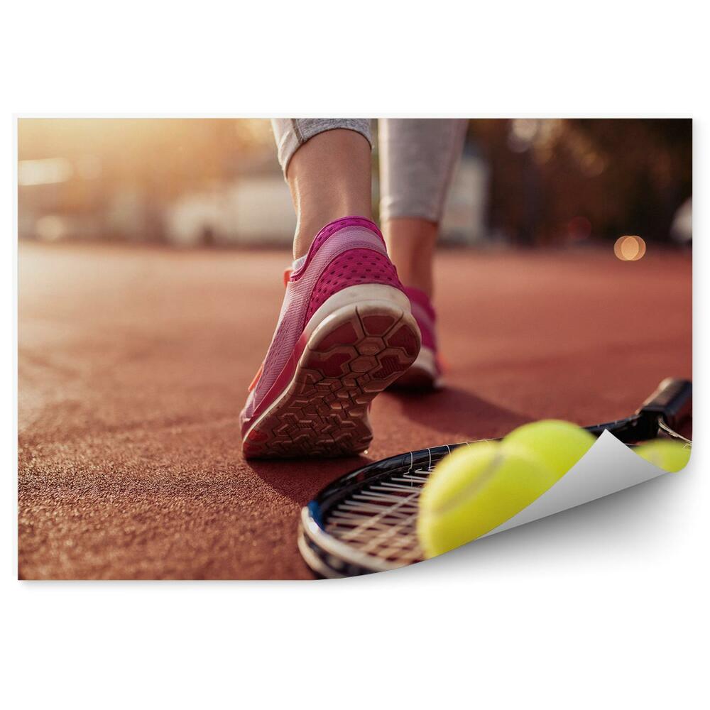 Fototapeta na zeď Tenisové rakety míčky kurt bidon tenista