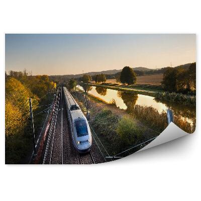 Fototapeta Vlakové koleje řeka příroda stromy