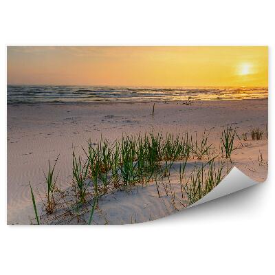 Samolepící fototapeta Perspektiva z pláže moře slunce oranžové nebe