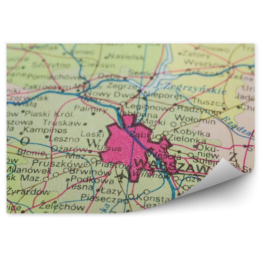 Fototapeta na zeď Polsko mapa Varšava města vintage