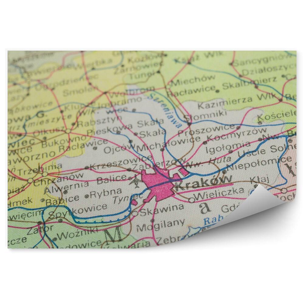 Samolepící fototapeta Polsko Krakov města mapa