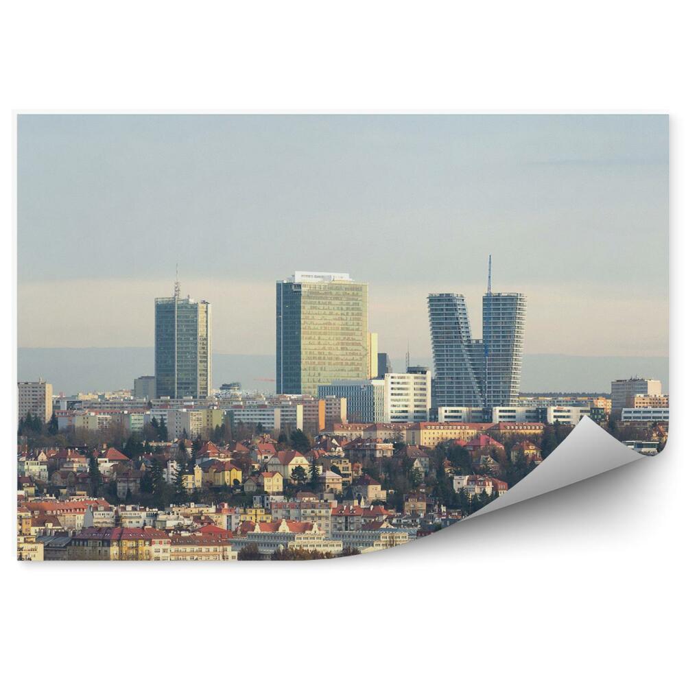 Samolepící fototapeta Panorama pohled budovy stromy nebe Praha