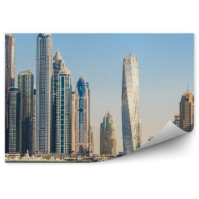 Fototapeta na zeď Letecký pohled Dubaj mrakodrapy řeka nebe mraky