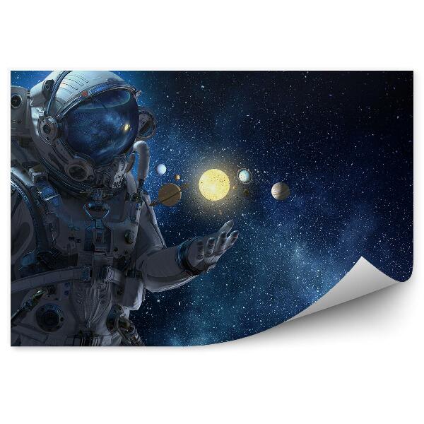 Fototapeta Mise astronauta pohled na město z ptačí perspektivy