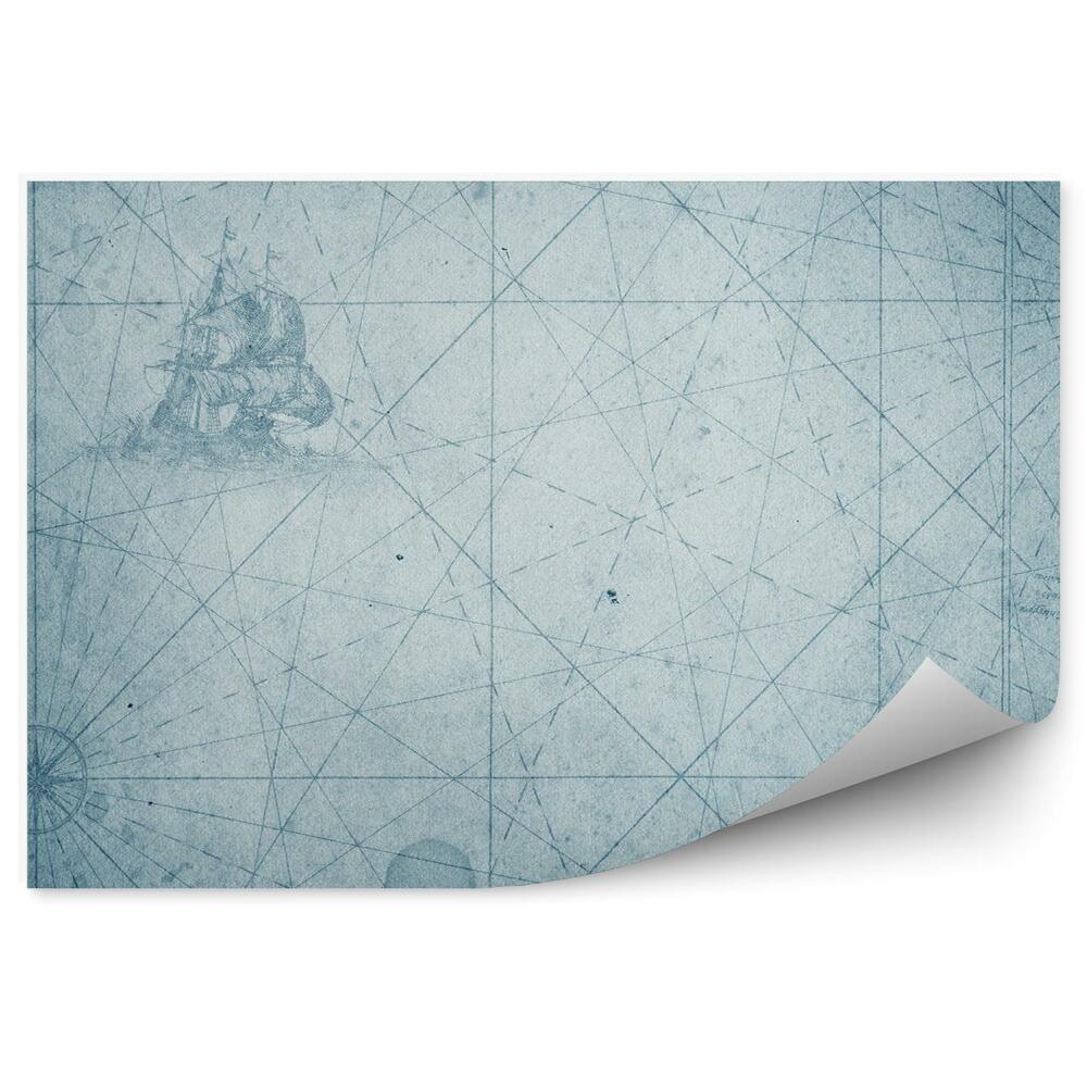 Fototapeta Fragment staré mapy retro modrá
