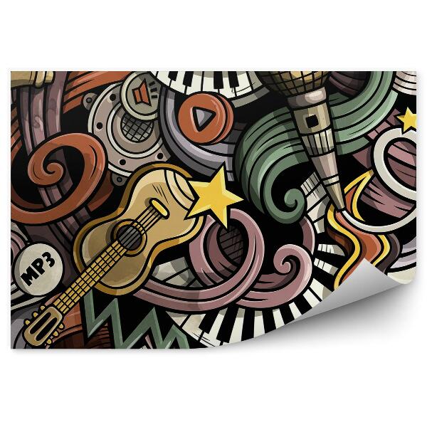 Fototapeta Ilustrace kreslení klíče poznámky hudební mikrofon