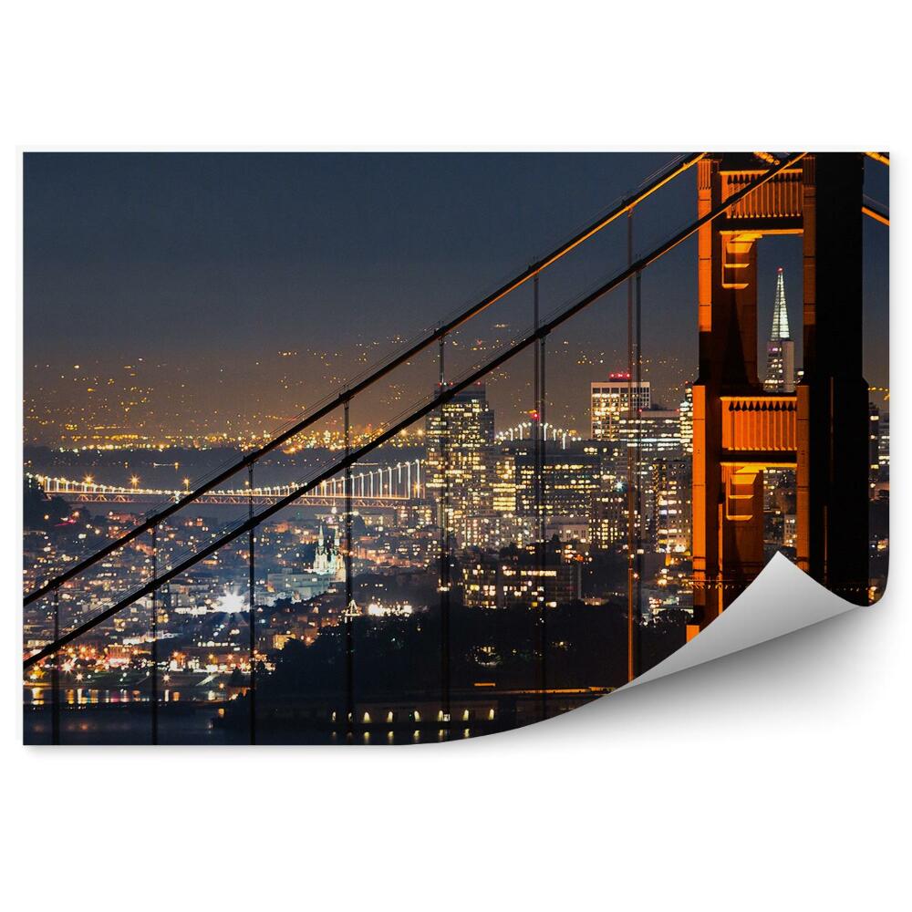 Samolepící fototapeta Osvětlené mosty budovy noční architektura