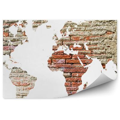 Samolepící fototapeta Mapa světa se zestárlými cihlami