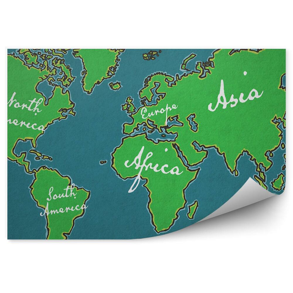 Fototapeta Ručně kreslená mapa světa