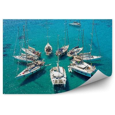 Samolepící fototapeta Plachetnice modrá voda písek