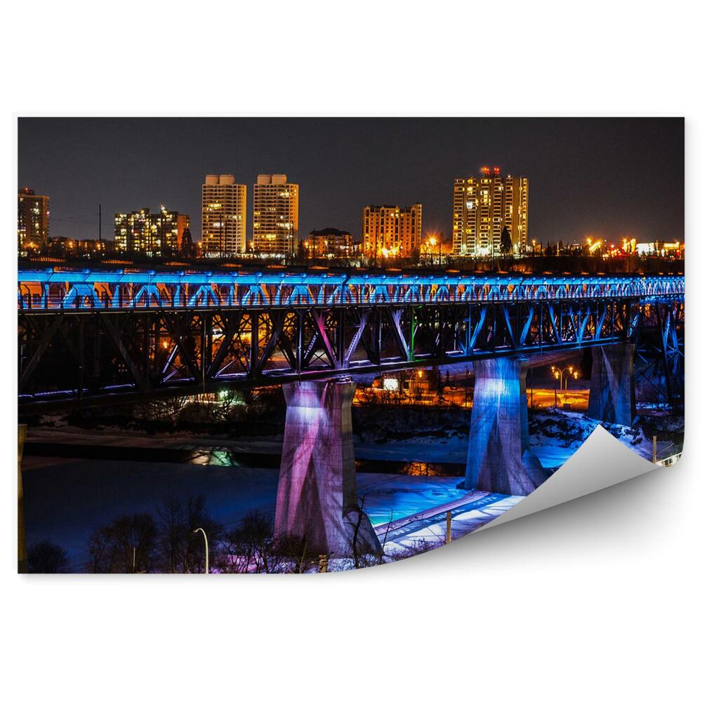 Fototapeta Edmonton most silnice mrakodrapy stromy noc