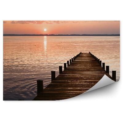 Samolepící fototapeta Lavičky molo oceán obloha západ slunce