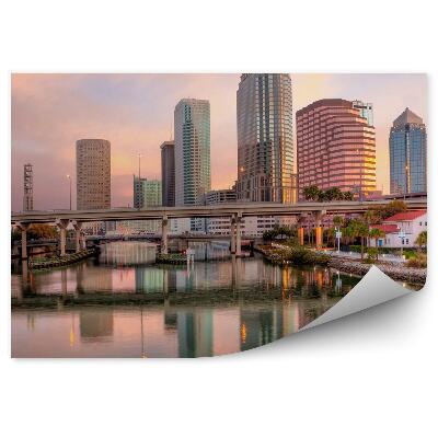 Fototapeta Mrakodrapy mořský most západ slunce