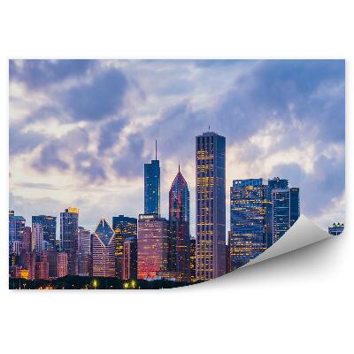 Samolepící tapeta Mrakodrapy stromy silnice auta stadion Chicago