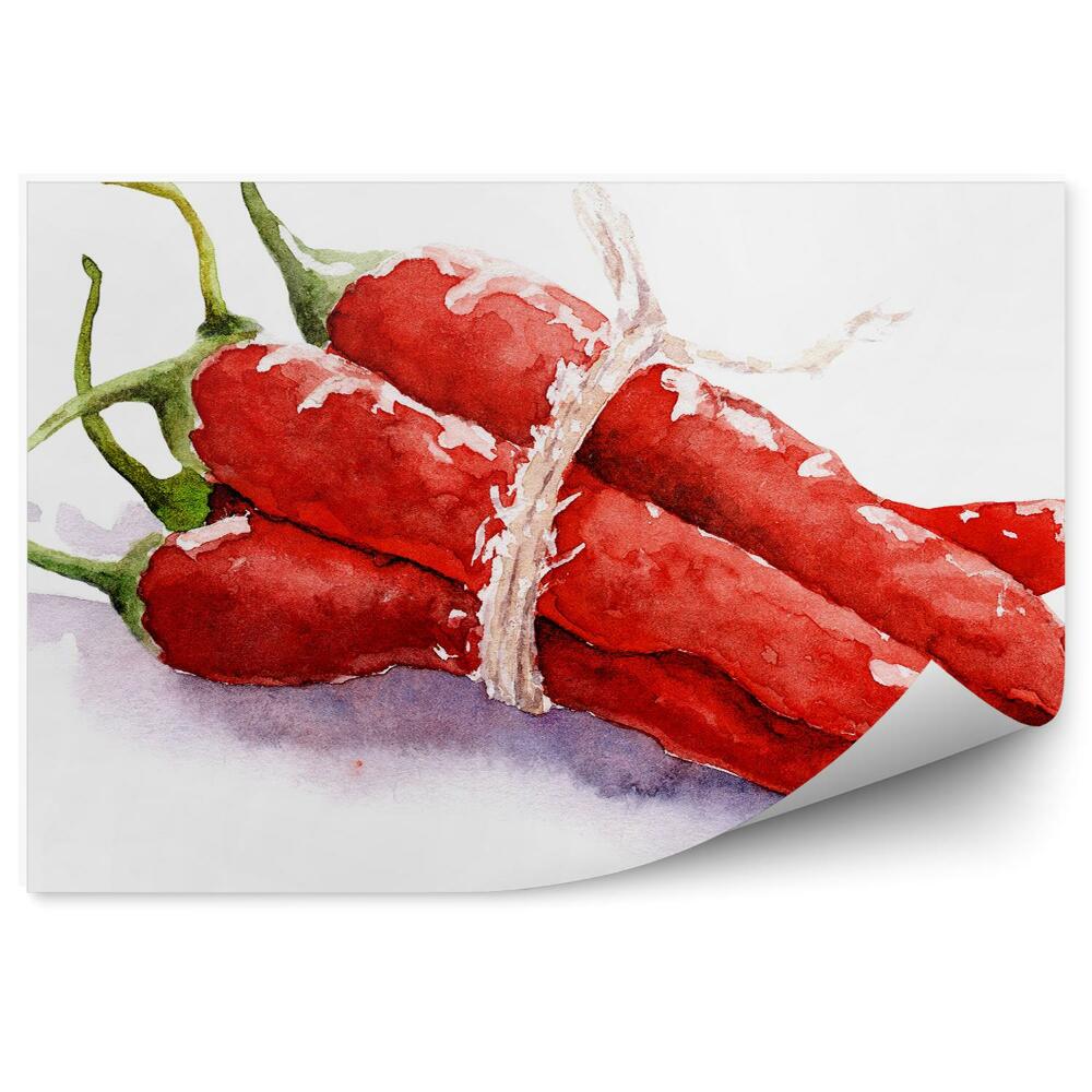 Fototapeta na zeď Kreslená zelenina červená paprika vázaná