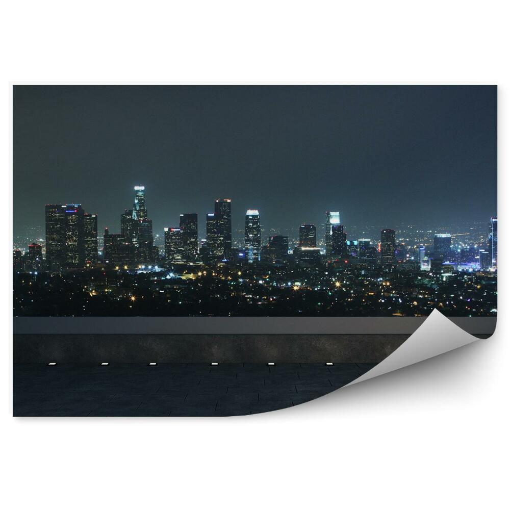 Fototapeta na zeď Mrakodrapy chodník noční světlo