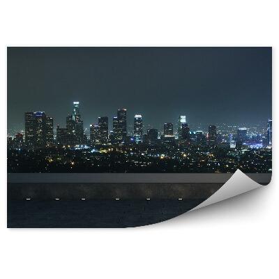 Fototapeta na zeď Mrakodrapy chodník noční světlo