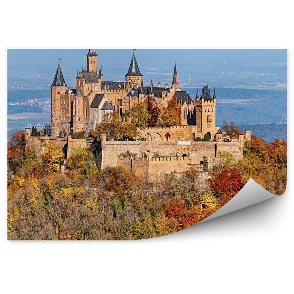 Samolepící fototapeta Zámek Hohenschwangau Bavorské Alpy jehličnaté stromy hory