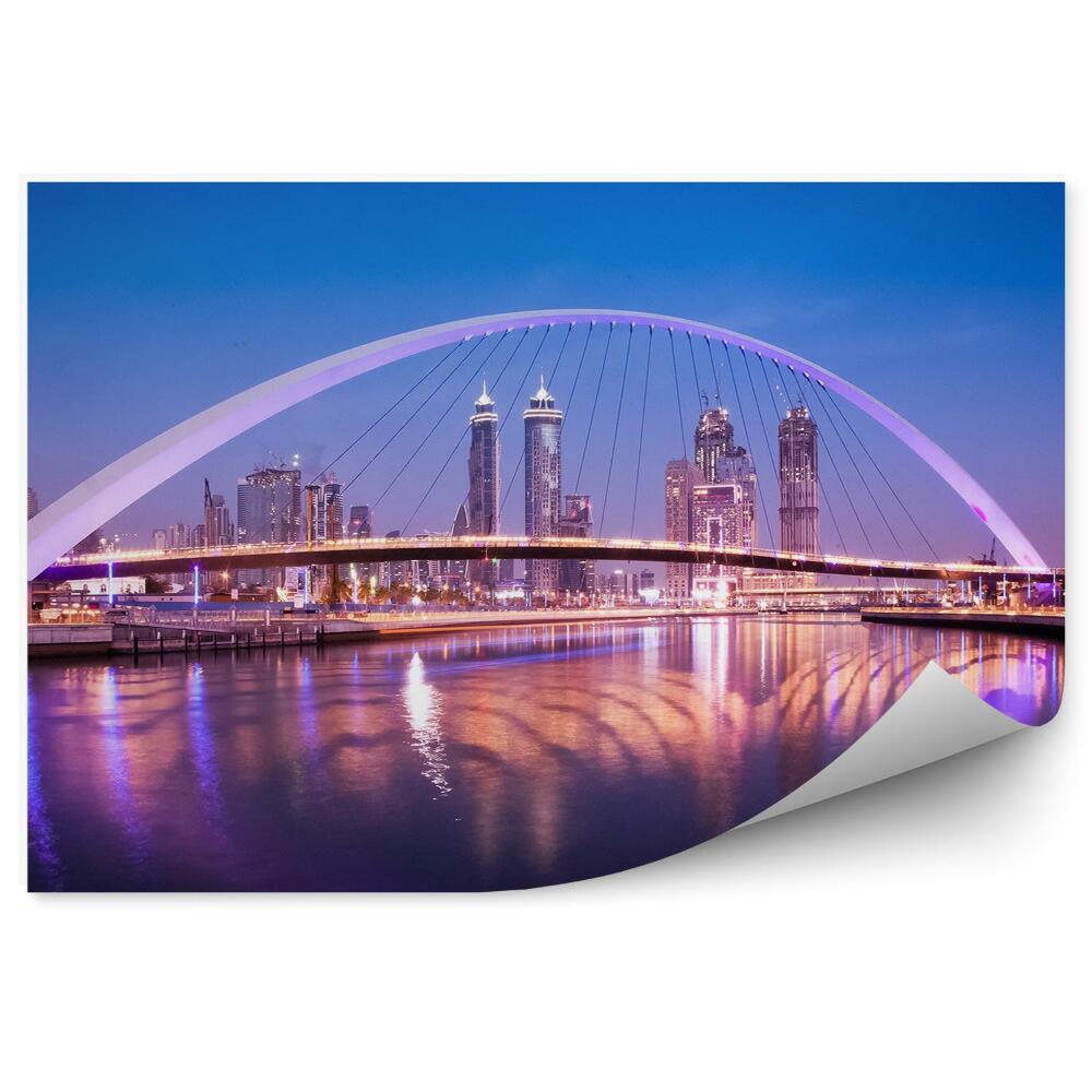 Fototapeta Barevná světla most voda budovy