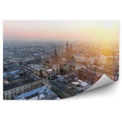 Tapeta na zeď ptačí perspektiva řeka Visla Krakov lodě rostliny