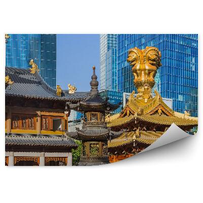 Samolepící fototapeta Šanghajský chrám zlato město moderní budovy