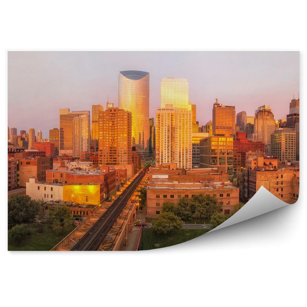 Fototapeta na zeď Chicago pohled na mrakodrapy budovy koleje auta mrakodrapy