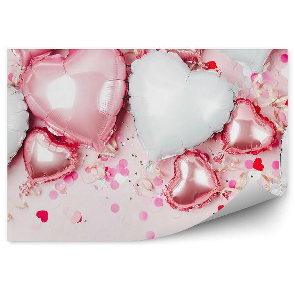 Samolepící fototapeta Srdíčkové balónky s konfetami