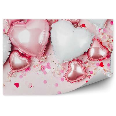 Samolepící fototapeta Srdíčkové balónky s konfetami