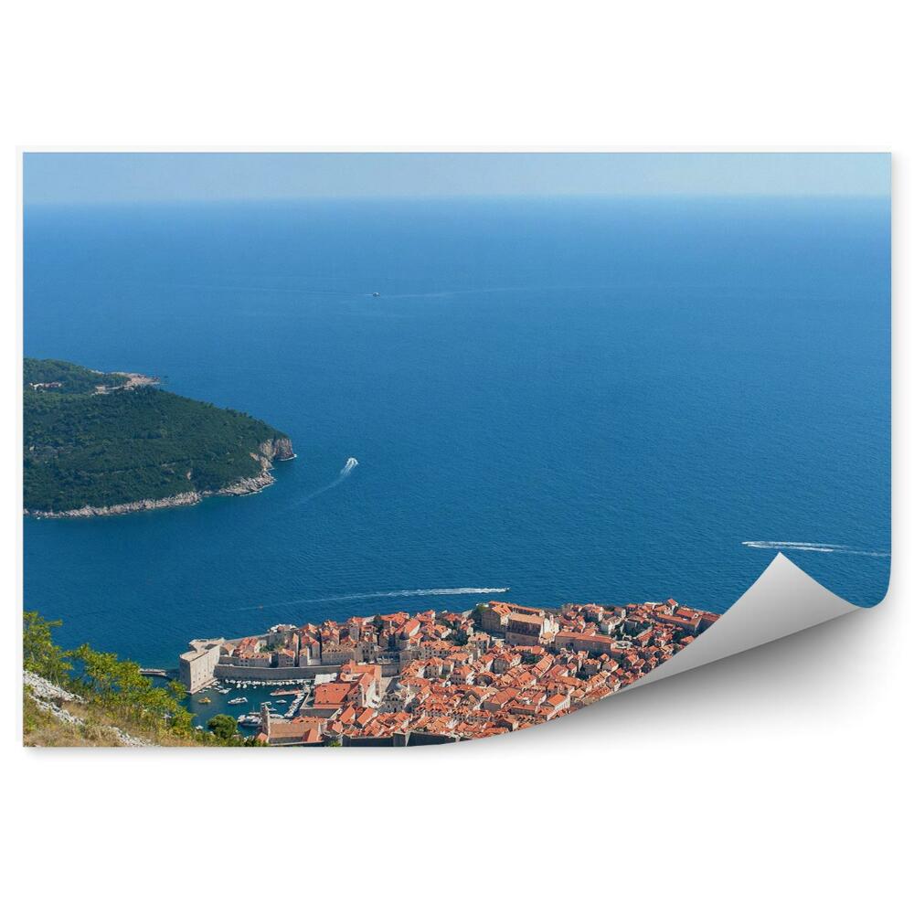 Fototapeta Pevnost Lovrjenac Dubrovník budovy moře loď děla stromy nebe