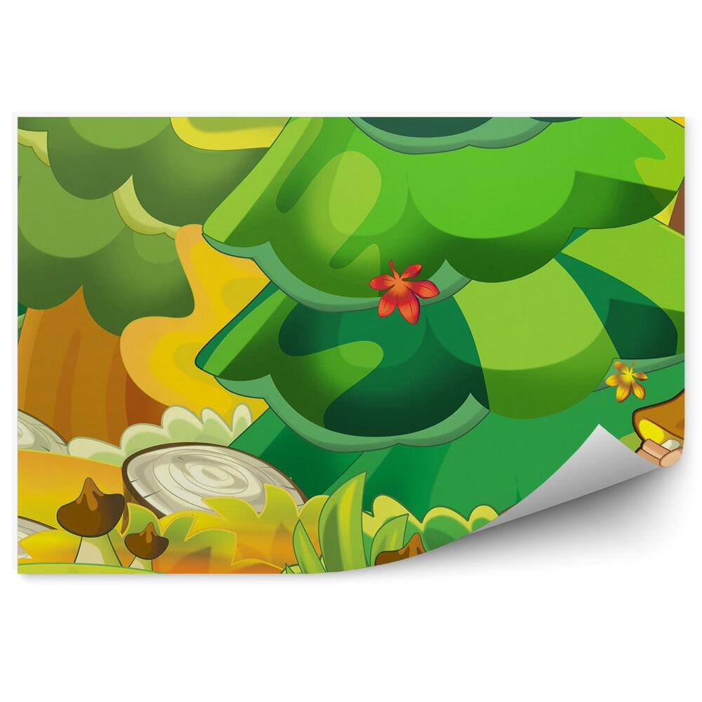 Fototapeta Chlapec lesní stromy houby