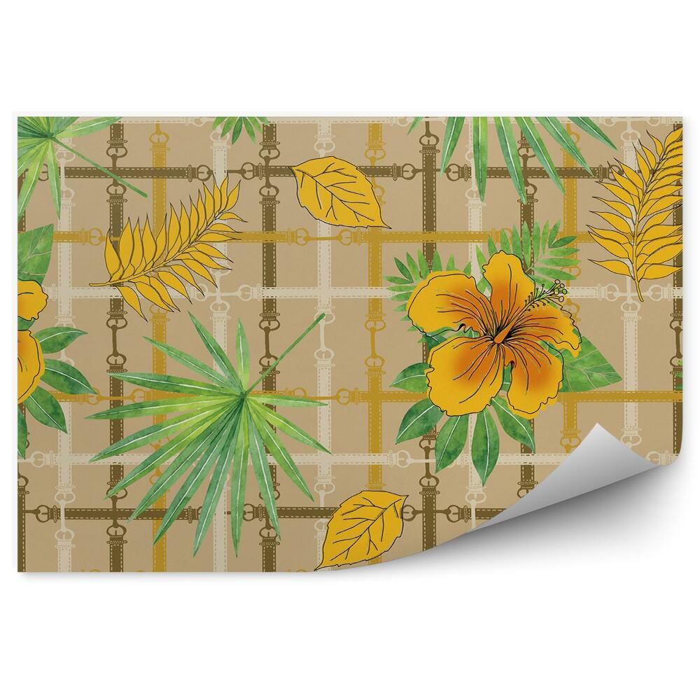 Fototapeta na zeď Žluté květy listy barevné pruhy