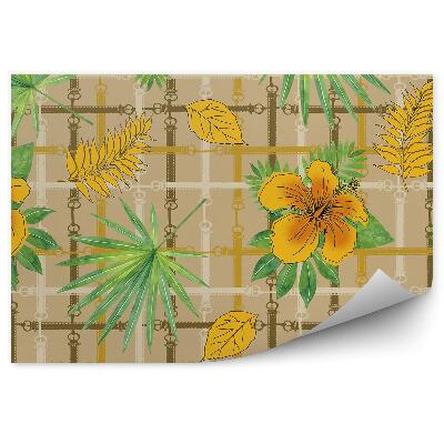 Fototapeta na zeď Žluté květy listy barevné pruhy