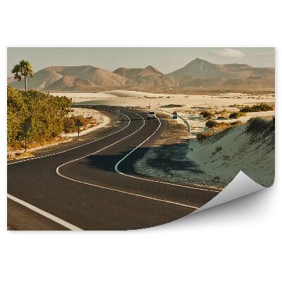 Samolepící fototapeta Klikatá silnice pouštní auto