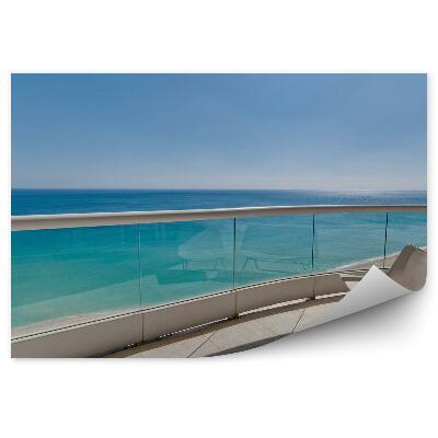 Fototapeta Pohled z balkonu na oceán lehátka sklo pohled na písek