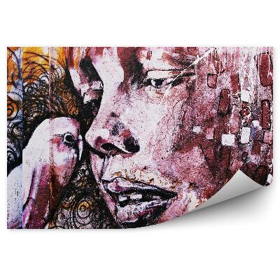 Samolepící fototapeta Nástěnná malba papouščí tvář vlna