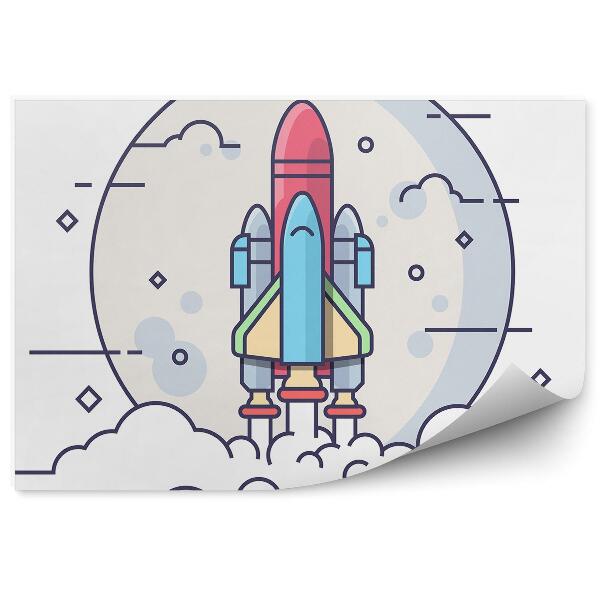 Fototapeta na zeď Vesmírná raketa oblak měsíc