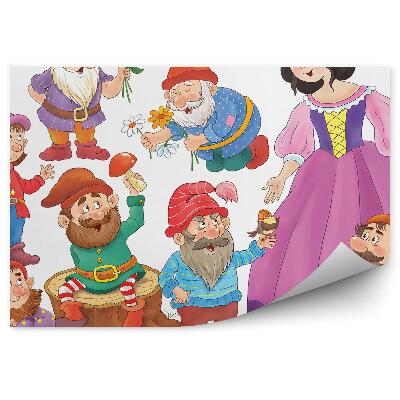 Samolepící fototapeta Trpaslíci příroda houby dívka bílé pozadí