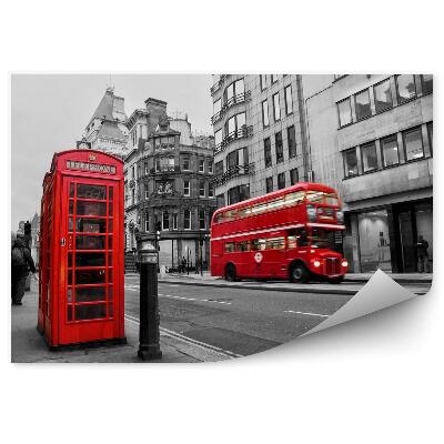 Fototapeta na zeď Červená telefonní budka a autobus v Londýně (Spojené království)