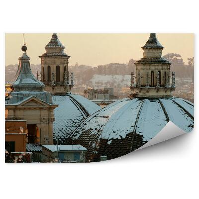 Fototapeta Kostelní kopule pokryté sněhem Řím