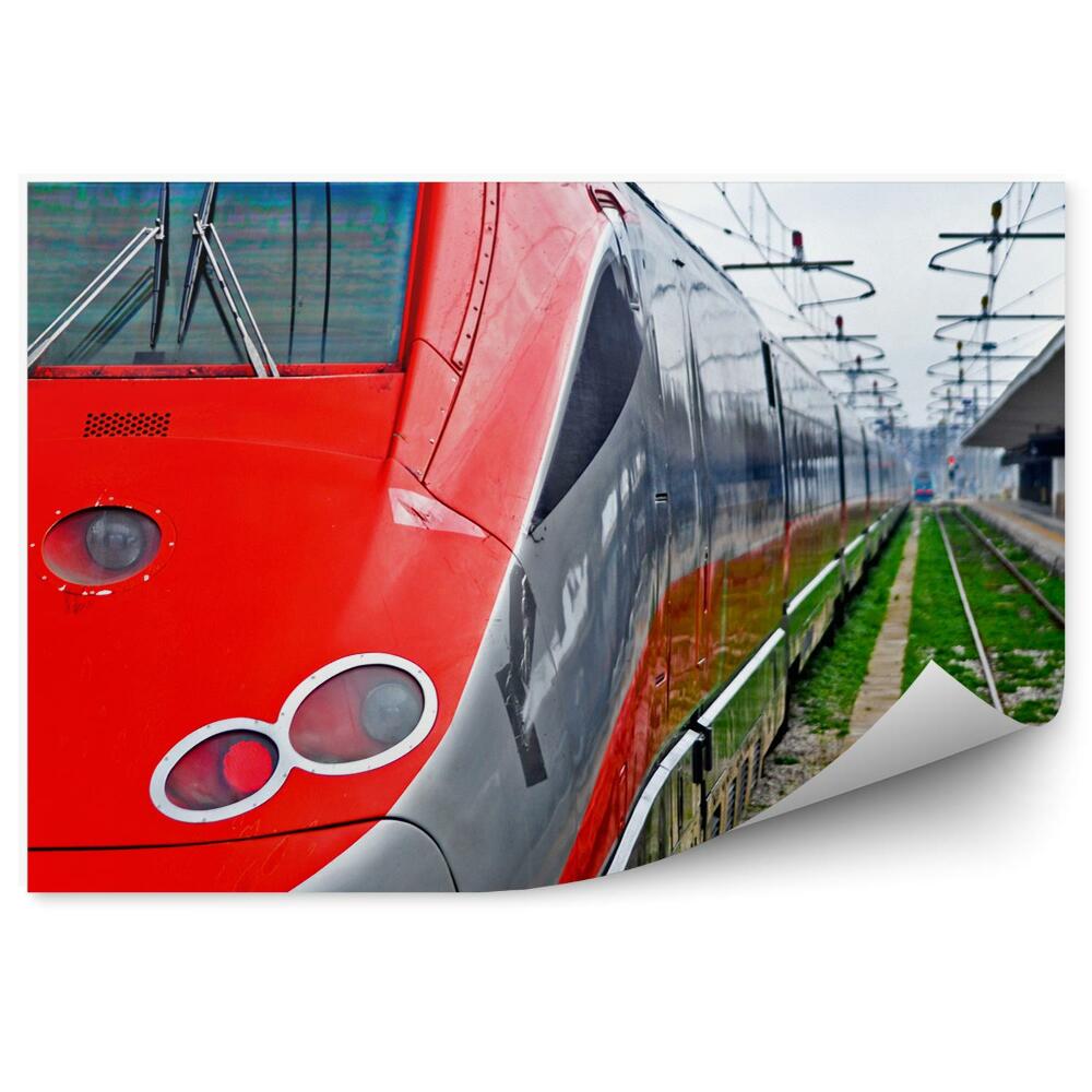 Samolepící fototapeta Detail vlakových kolejí nástupiště cesta doprava