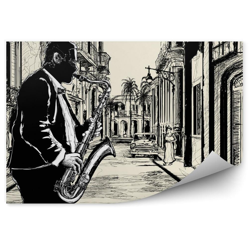 Samolepící fototapeta Saxofonista na kubánské ulici 