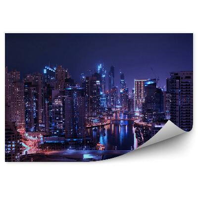 Samolepící fototapeta Dubaj mrakodrapy město světla krajina