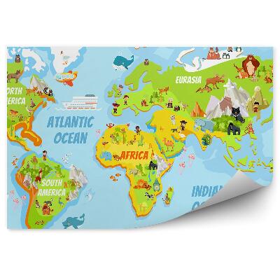 Fototapeta Mapa světa světadílů symboly názvy