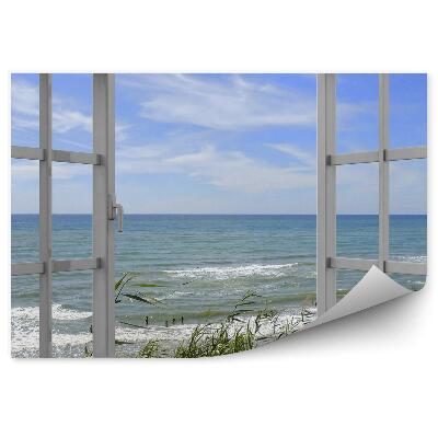 Fototapeta na zeď Mořské vlny tráva okno s výhledem